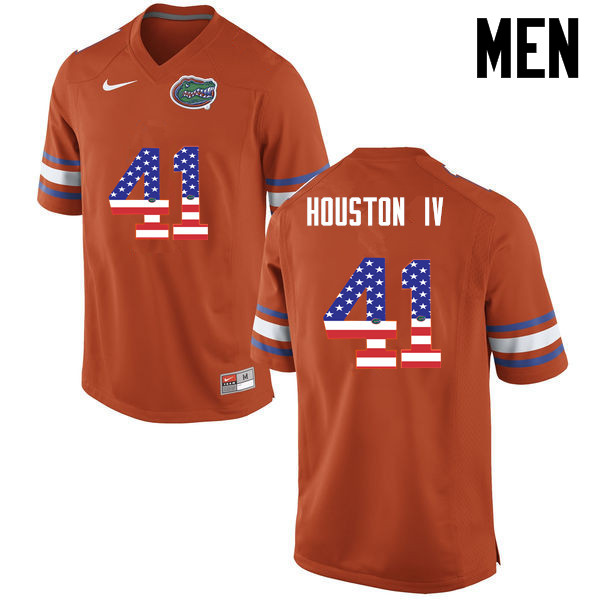 Men Florida Gators #41 James Houston IV College Football USA Flag Fashion Jerseys-Orange - Click Image to Close